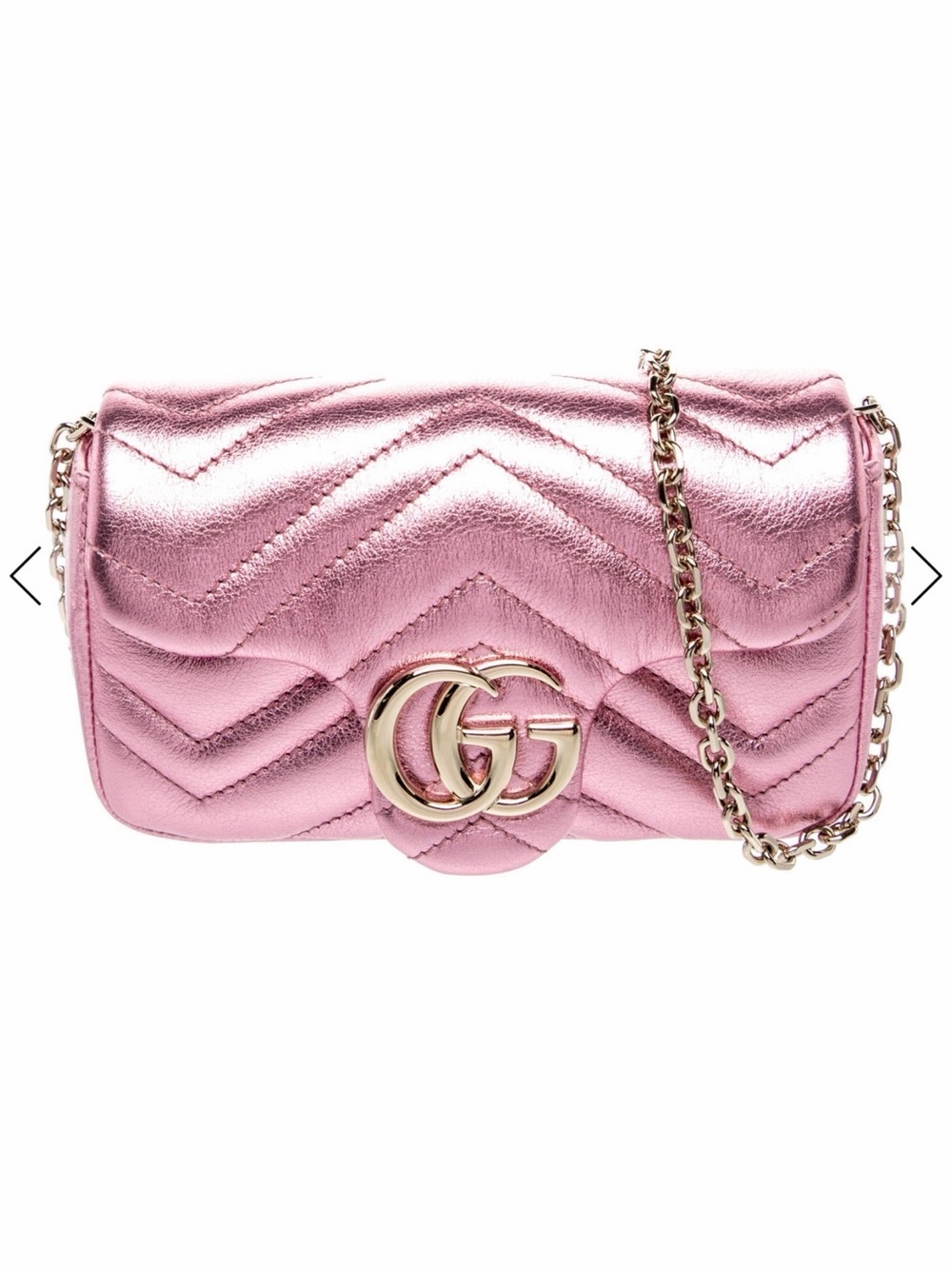 Gucci Metallic Pink Chevron GG Marmont Crossbody Bag